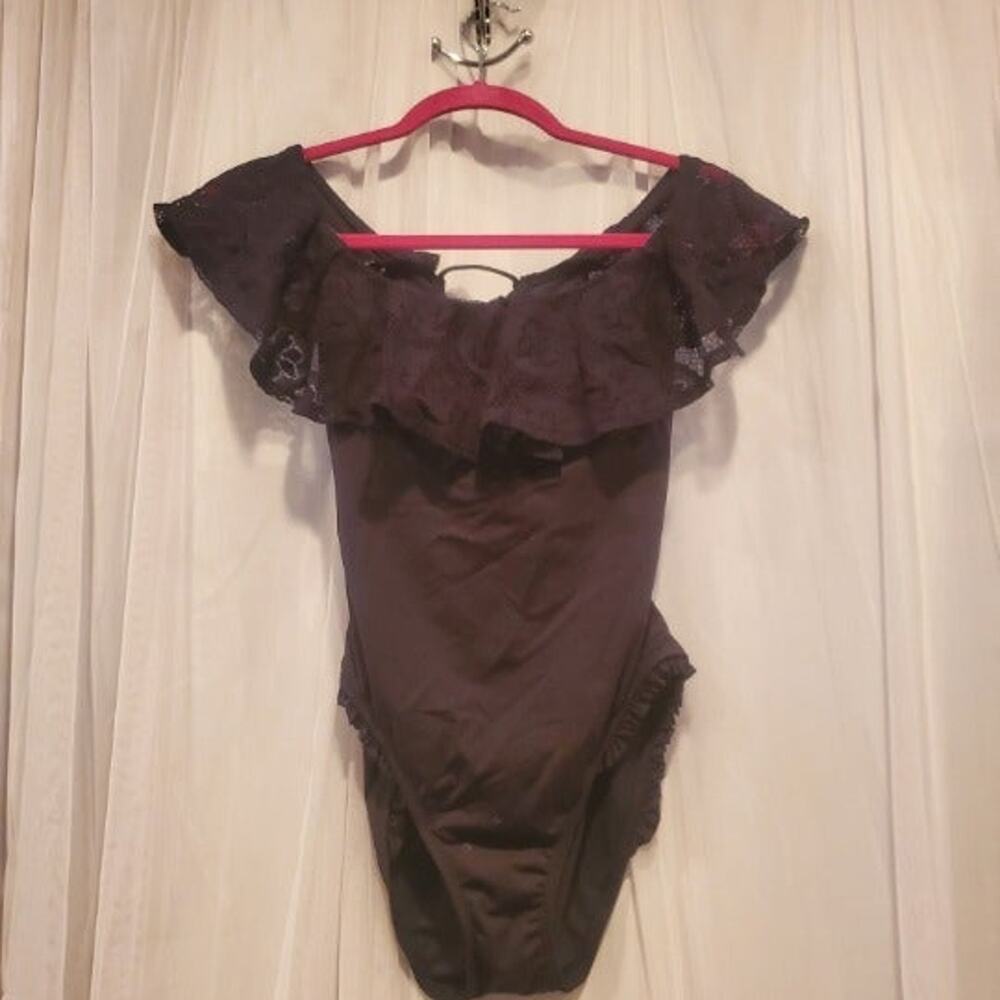 NWT Cole - Lace Ruffle Black Swimsuit